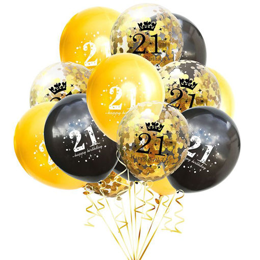 Picture of BALLOON BUNCH GOLD/BLACK 21ST BIRTHDAY